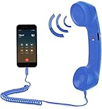 Cell Phone Handset,Retro Telephone Handset Anti Radiation Receivers 3.5MM for iPhone iPad,Mobile Phones,Computer Dark Blue