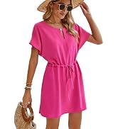 Bluetime Women Casual Summer Swimsuit Coverup Bikini Beachwear Coverups Flowy Short Sleeve Mini B...