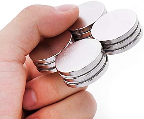 FINDMAG 20 Pack Strong Magnet, 30 x 3 mm 8 KG Pull Super Strong Neodymium Disc Magnets, Fridge Magnet with Double-Sided Adhesive, Permanent Rare Earth Magnets for Fridge, Whiteboard, Building, Craft
