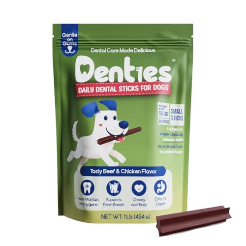 Image of Dental Chews for Dog, Dental Sticks for Small Dogs (up to 22 lbs) - Vet-Recommended Teeth Cleaning Treats, Fresh Breath, Plaque & Tartar Control, Chicken & Beef - 16 oz, 35 Treats