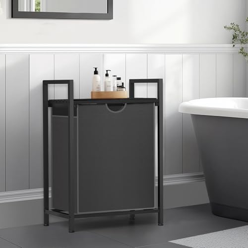 Sonharlar Laundry Sorter with Removable Bag, 16 Gallons Laundry Hamper with Adjustable Feet, Laundry Basket for Laundry Room, Bathroom and Bedroom(Grey and Charcoal Black) — view 3