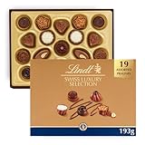 Lindt Swiss Luxury Selection – 193g Medium Gift Box – 19 Assorted Milk, Dark & White Chocolates – Christmas, Gift for Him & Her