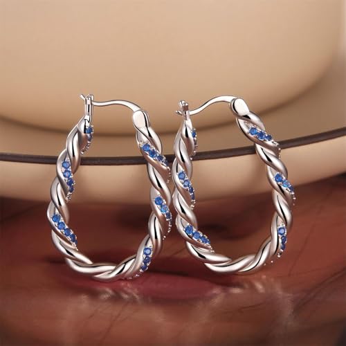 14K Gold Plated Oval Hoop Earrings for Women 925 Sterling Silver Post Twist Huggie Hoop Earrings Hypoallergenic Lightweight Hoop Earrings Jewelry Gifts2