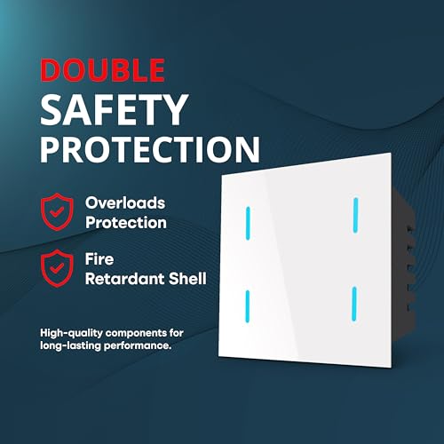 Image of HomeMate Basics Non-Smart 4 Gang Touch Switch | On /Off Touch Control | No App Required | Elegant Touch Switches for Home and Office - White
