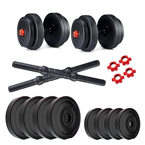 Image of Kore Pvc 30 Kg (5 Kg X 4 + 2.5 Kg X 4) Combo 16 Dumbbells Set, Multicolor