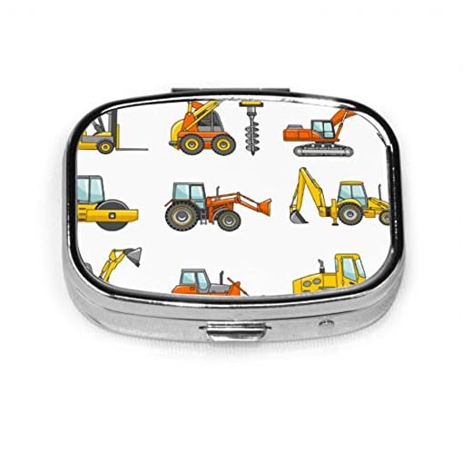 Carretilla elevadora, grúa, excavadora, tractor, excavadora, camioneta, caja de píldoras para mujer, pequeñas píldoras, estuche para tableta, organizador, billetera, organizador, bolsillo o monedero