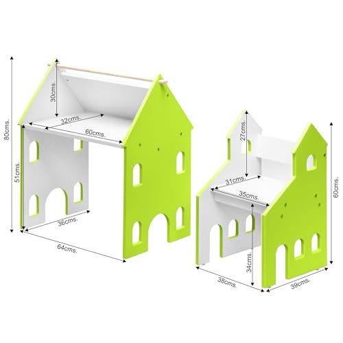 Image of Alex Daisy Holland Kids Study Table and Chair Set with Easel for 3-12 Years (Green)