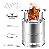 Powmag Outdoor kocher, Tragbar Kocher, Holzofen Tragbar, Campingkocher Outdoor Holzvergaser Klapp und Winddicht aus Edelstahl für Camping, BBQ, Picknick,Outdoor Backpacking