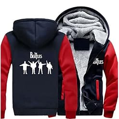 ERWAAD Hommes Hoodies Pullover Vestes pour T H.E BE.at.L.ES Imprimer Polaire Vestes Manteaux Chaud Épais Zip À Capuche Sweats Tops - Les Beatles, Paul McCartney, John Lennon, RIngo Starr, George Harrison