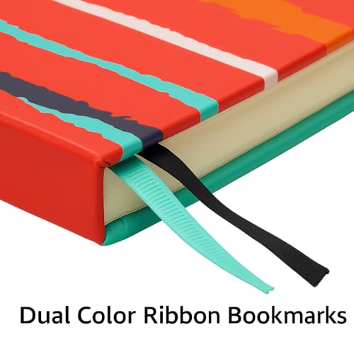 Image of COI A5 Trendy Striped Hardcover Diary 5.5x8.5″ - 192-Page Unruled Journal, 80 GSM Cream Paper, Dual Ribbon Bookmarks, Elastic Closure & Rounded Corners