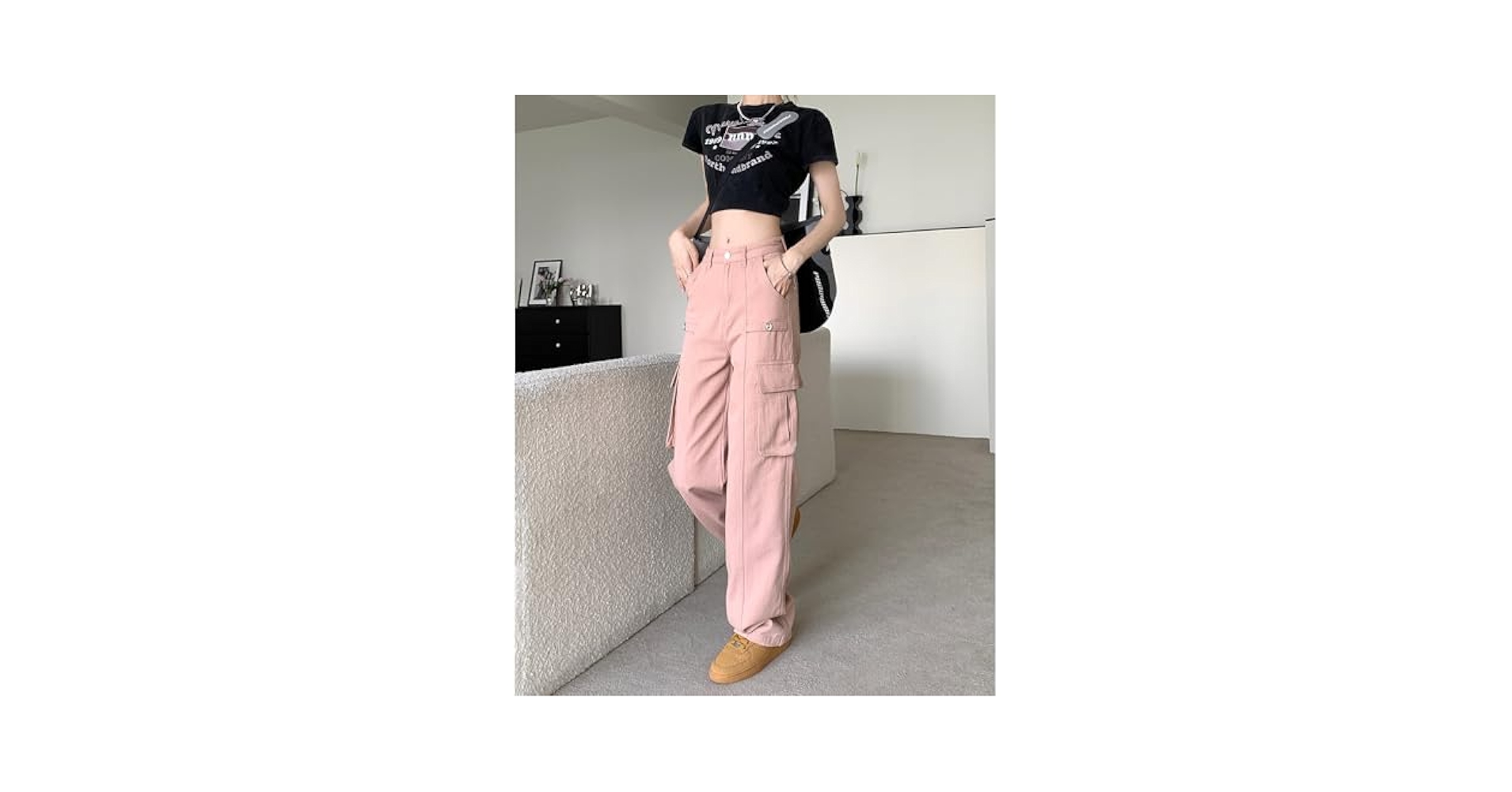 カーゴパンツ ピンク Mサイズ セットアップ対応 aimoha カーゴパンツ ユニセックスカーゴパンツ レディース
