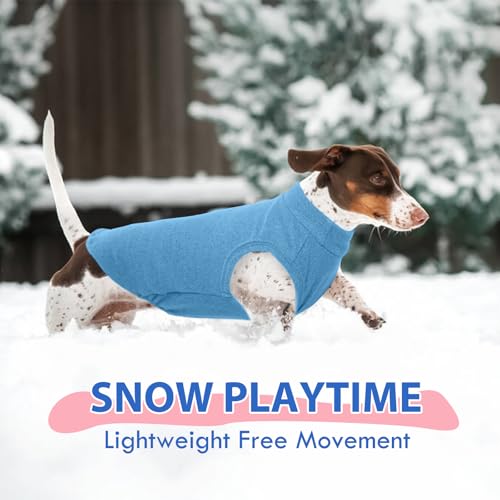 Image of Soft Fleece Dachshund Sweater for Cold Weather, Blue, XS | Warm Sleeveless Small Dog Clothes, Stylish Pullover Sweatshirt for Mini Dachshunds, Chihuahuas,Autumn Winter Outdoor Wear