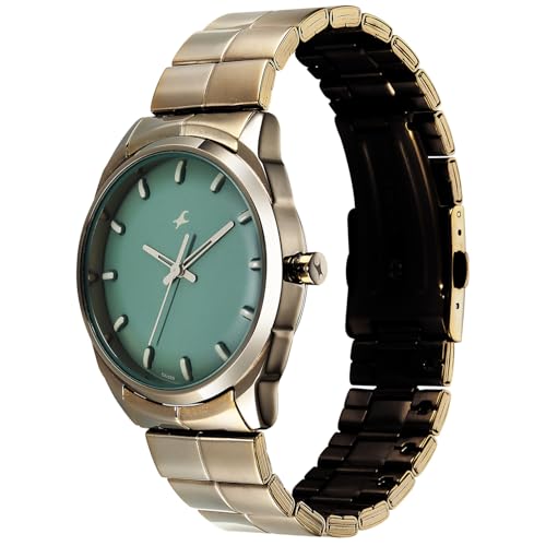 Image of Fastrack Chrome K Quartz Analog with Green Dial Titanium Stainless Steel Strap Watch for Men - 3273QM02