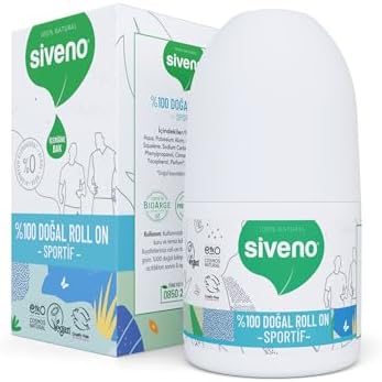 Siveno %100 Doğal Roll-On Sportif Sporcu Deodorant Ter Kokusu Önleyici Bitkisel Lekesiz Vegan 50 ml — Amazon ürün görseli