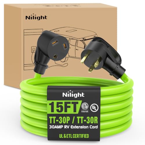 Image of Nilight 15FT 30 Amp RV Extension Cord 10 /3 Gauge Pure Copper TT-30P TT-30R