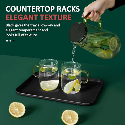 2 Stück Schwarze Tabletts, Rechteckige Tabletts, Aufbewahrungsregale, Ovale Ornamente, Schmuckdekorationstabletts, Ablagetabletts Für Die Arbeitsplatte