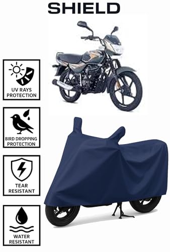 Image of Shield Heavy Duty Bike Cover for Bajaj CT 100 | All-Season, Tear-Proof Fabric | with Side Mirror Pocket & Buckle Belt