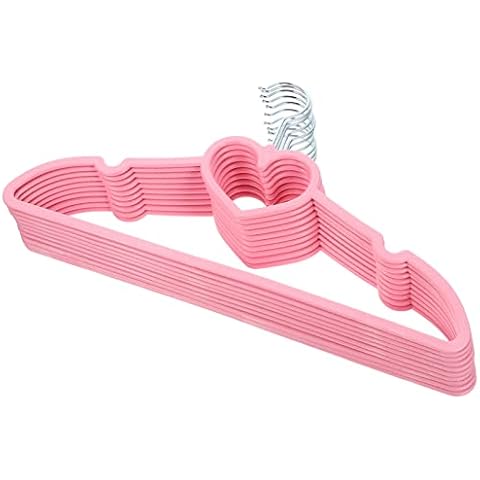 IMIKEYA ABS Hangers, Non- Slip Clothes Hanger 10 Pack with Pink Color and Heart Pattern, Suitable for Coat, Shirt, Dress, Trousers, Tie Cover