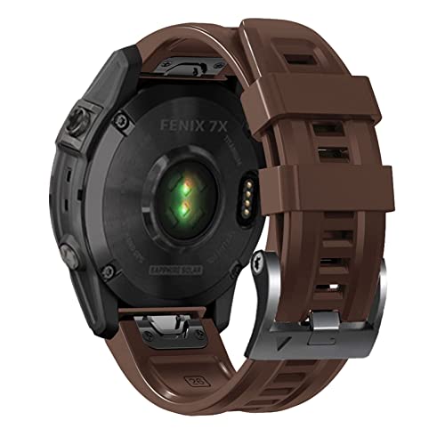 Bracelet Garmin Fenix 7X 6X 5X silicone marron 26mm montre sport - 5