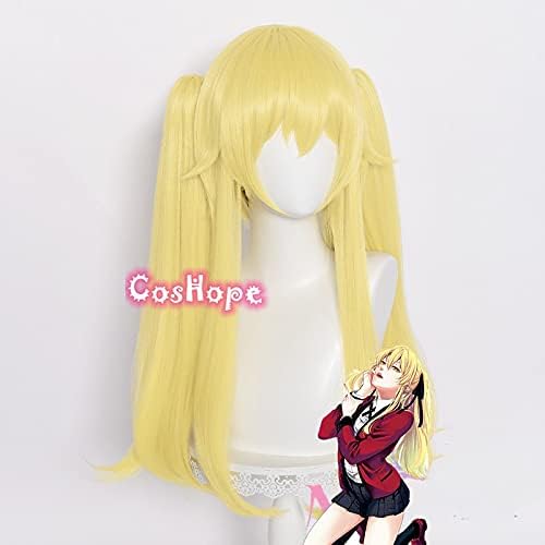 Miniatura 4 de SEIZIS Mary Saotome Cosplay Kakegurui Cosplay 65cm Light Yellow Wig Cosplay Anime Cosplay Wigs Heat Resistant Synthetic Wigs Halloween Coser Wig