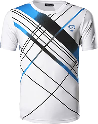 Jeansian Hombre Deportiva Camisetas tee Shirt Tshirt T-Shirt de Manga Corta Tenis Golf Bolos LSL133 White M