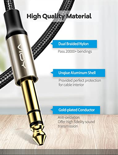 Vioy Headphone Splitter 1/4 Inch Trs Male To Dual 3.5Mm 1/8 Female [Braided & Gold Plated] Audio Y Cable Adapter For Amplifiers, Guitar Amp, Keyboard Piano, Mixer 9.8 Inch/25Cm #TOP4