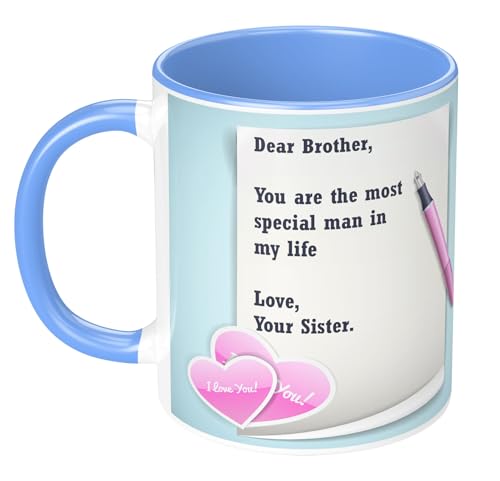 Image of NH10 DEISGNS Raksha Bandhan Gifts Pack for Brother, Combo Gift Pack of Designer Rakhi, Printed Coffee Mug, Happy Raksha Bandhan Greeting Card, Roli Chawal Combo Set (Pack of 5)(RMCKRCG704)