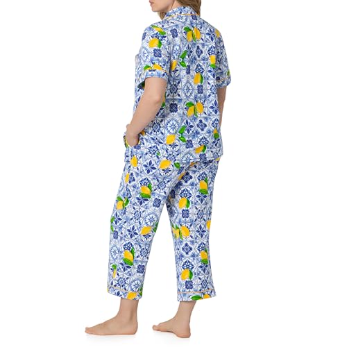 Image of Bed Head PJs Womens Matching Pajamas - Soft Organic Cotton Button Down PJ Shirt & Cropped Pants Set - Loungewear & Sleepwear