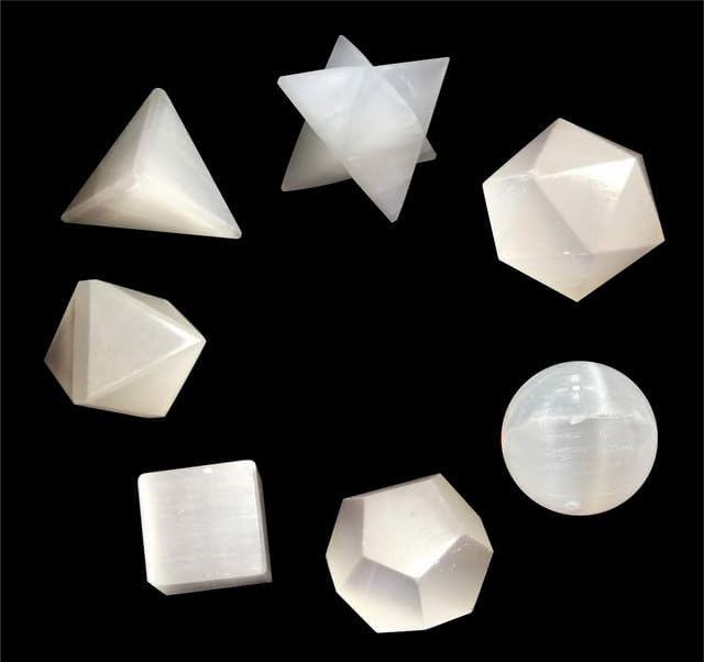 Selenite Geometry Set Stone |7 Pieces Geometry Sets | Home Decor Gemstone Item