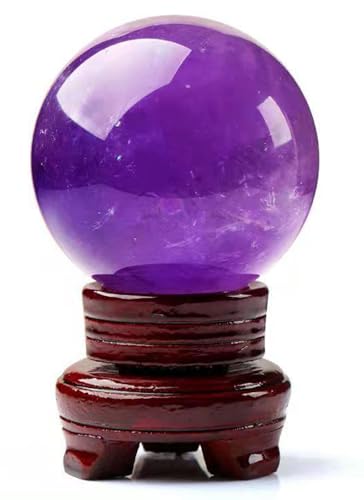 Hand Carved Crystal Ball with Stand,Large Amethyst Sphere,Beautiful Purple Quartz for, Divination, Witchcraft,7cm