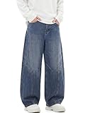 JMIERR Men's Skateboarding Jeans Baggy Wide Leg Denim Pants Twisted Cut Loose...
