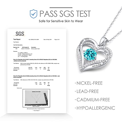 CDE Forever Love - Collar con colgante de plata de ley 925, chapado en oro blanco, regalo de aniversario y cumpleaños para mujer, diseño de corazón y piedra natal de diciembre, joyería para mujer