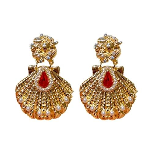 Boucles d'oreilles coquillage rouge romantique : le cadeau vintage idéal