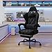 Devoko Gaming Stuhl Stoff ergonomisch mit Massagefunktion und Fußstütze, Taschenfederkernpolster, 135° verstellbar, atmungsaktiv für Home Office oder Gaming Zimmer schwarz