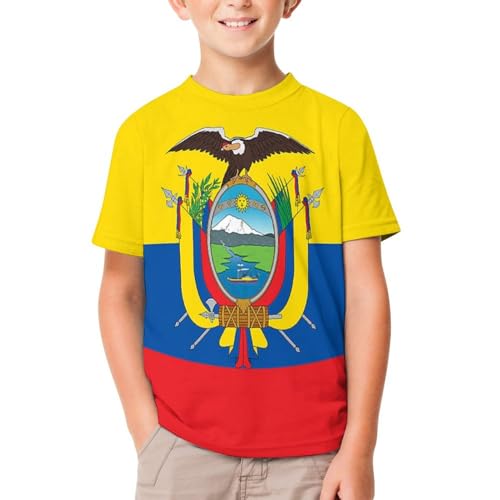 Ecuador Flag Funny Short Sleeve Graphic T Shirt Crew Neck Shirts Tops Basic Sports Tee Girl Boy