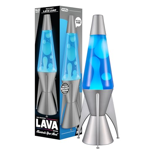 Lava The Original Lamp - 14.5' Gray Stratosphere – Retro Rocket Liquid Motion Lamp - White and Blue Liquid - Item #2390 (Amazon Exclusive)