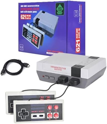 1080P Video Console Game, Retro Gaming Console with 621 Built-in Old Games, 2 Controllers, 4K HD HDMI Output, 8-Bit Plug & Play Classic Mini Video Game System for Kids and Adults as Gift
