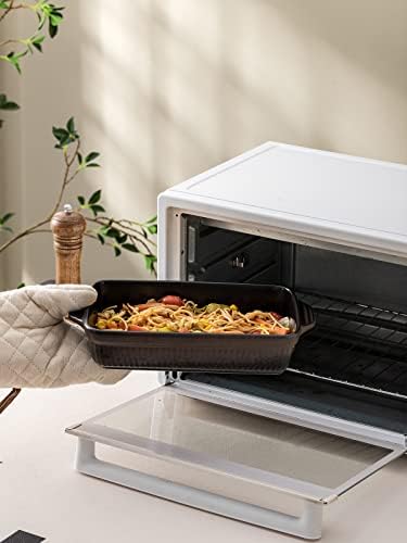 Kanwone Ceramic Baking Dishes, Rectangular Lasagna Pans, Casserole Dishes, Bakeware Set for Cooking, Kitchen, Cake Dinner, 9 x 13 Inches, Stripe Series - Reactive Glazed (Matte Black) - Thumbnail 4