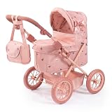 Bayer Design: Doll Pram Trendy - Pink & Flowers - Play Push Stroller, Handbag, Adjustable Handle...