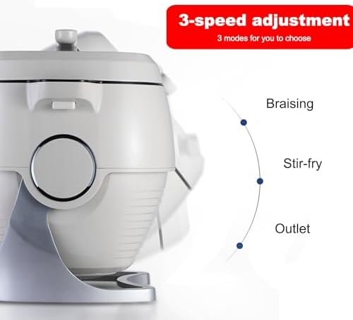 2000W Automatic Fried Rice Maker, 6L Touch Screen Stir Fry Machine, 360 Rotation Drum