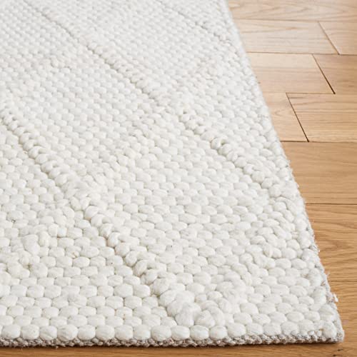 Image of SAFAVIEH Area Rug 8x10 - Natura Collection - Large - Ivory & Ivory, Handmade Wool & Viscose, Ideal for Living Room, Bedroom, Dining Space (NAT310A)