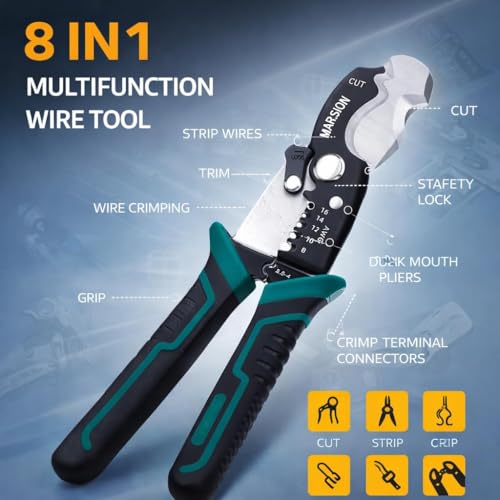 Image of Professional Multi-Functional Wire Stripper and Cutter | Heavy Duty Self-Adjusting Cable Peeler | Ergonomic Grip Hand Tool for Electrical Repairs & DIY Projects