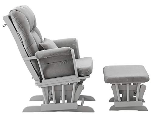 Angel Line Monterey Glider & Ottoman, Grey Finish - Grey Cushion - Image 5