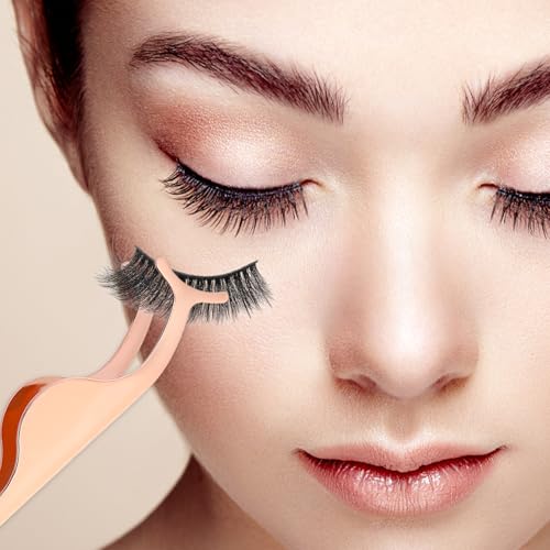 WLLHYF 2 Stück Applikator für falsche Wimpern, gebogene Wimpernpinzette, Edelstahl-Entferner-Clip-Pinzette, professionelle Wimpernverlängerungszange zum Entfernen von Wimpernbüscheln