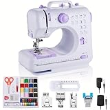 Mini Sewing Machine for Beginners & Kids, Portable Sewing Machine with 12 Stitches, Extension Table & Foot Pedal | Maquina de Coser Portatil for Adults, DIY & Household Repair (Purple)