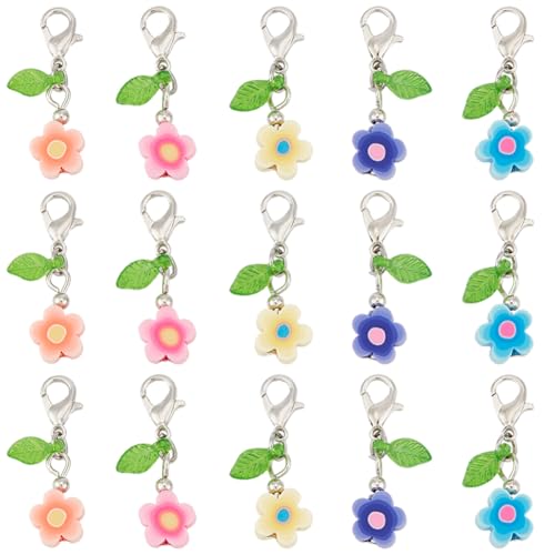 Marqueurs de point au crochet en fleur d'argile polymère SUNNYCLUE pour tricot et couture x50