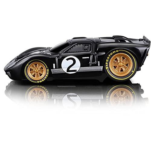 1966 GT40 MKII #2 Negro con Líneas Plata y Ruedas Doradas 1/64 miniatura 4