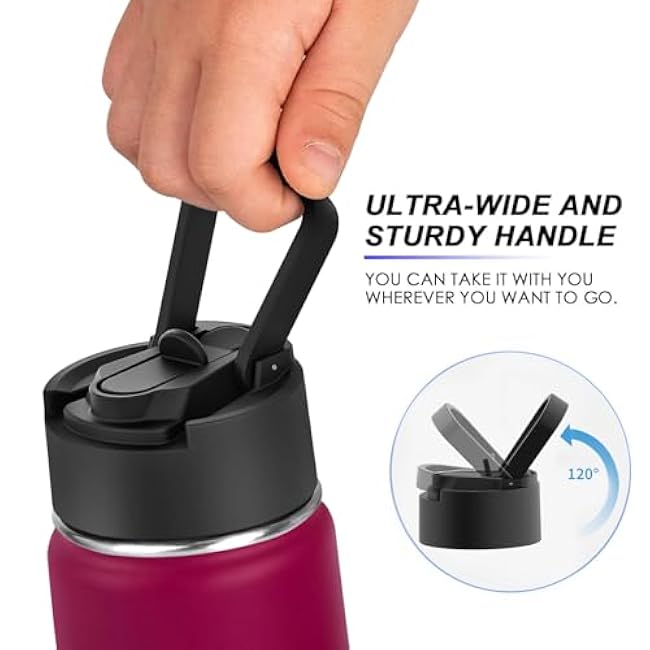 koodee 2 Pack Water Bottle 26 oz Stainless Steel Insulated Water Bottle With Straw Reusable BPA Free,Sports (Fuchsia Red-Teal)