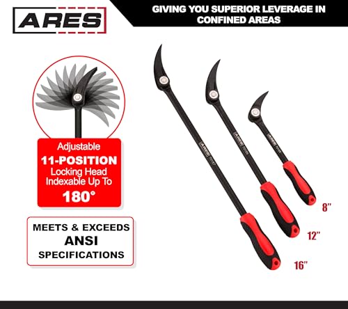 Image of ARES 70184 3-Pc Indexable Pry Bar Set - 8, 12, 16-In, 11-Position Angle