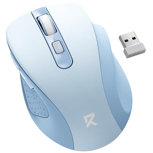 Redragon Wireless Mouse for Laptop Bluetooth Mouse (BT5.0/3.0&2.4G) with 5 Level 4000DPI Silent Cordless Computer Mice 6 Buttons 18 Months Battery Compatible with PC Laptop Desktop-Blue